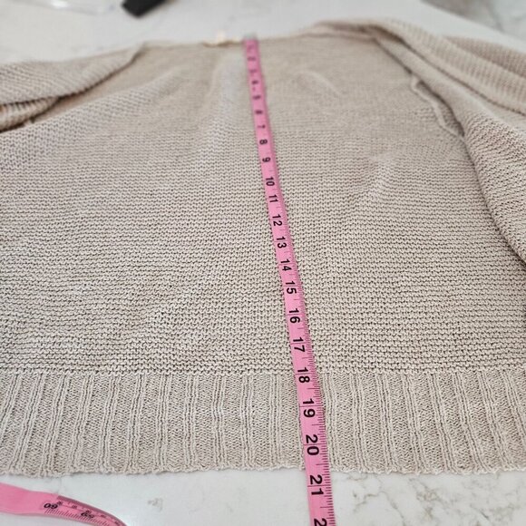 Eileen Fisher Open Front Cardigan XL Beige Knit Linen Cotton Lightweight Sweater - Picture 7 of 9